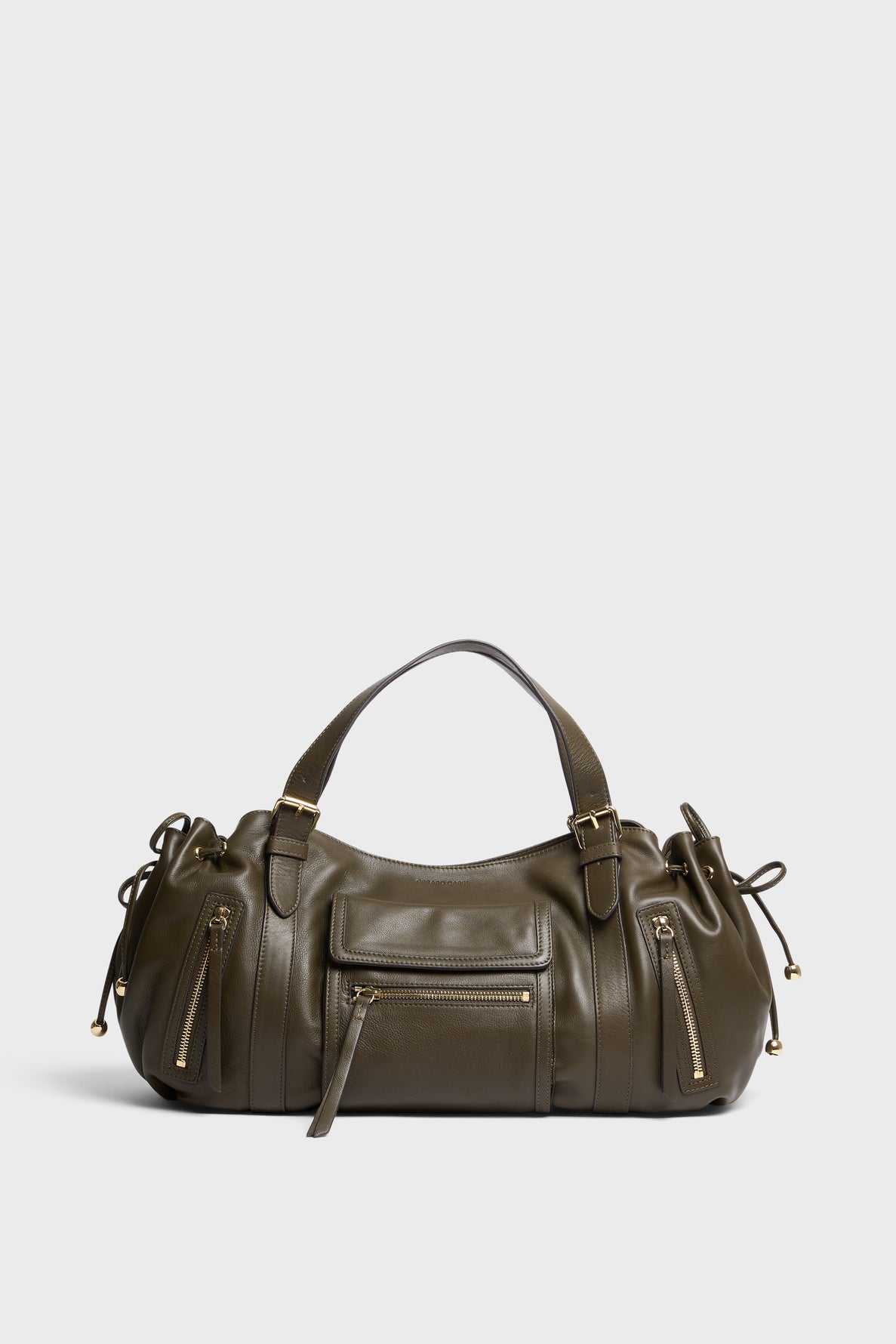 Gerard Darel - Sac À Main En Cuir Avec Poches Zippées St Germain - Kaki