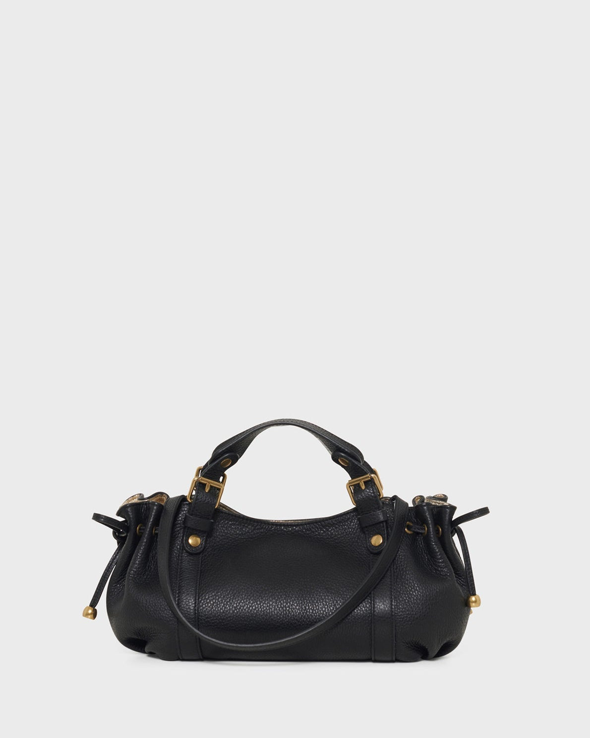 Gerard Darel - Mini Sac À Main En Cuir Grainé Intérieur Métallisé 12H - Noir & Or