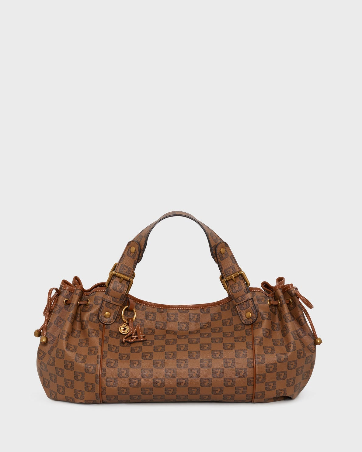 Gerard Darel - Sac À Main En Toile Enduite Monogrammée Et Cuir 24H - Camel