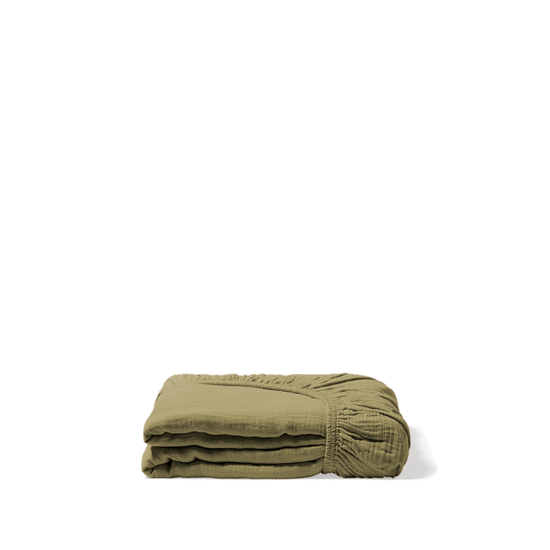 Drap housse en gaze de coton - Vert Saint Louis