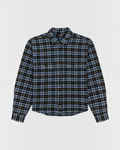 Chemise en flanelle Merci Paris Dickies à carreaux noirs et bleus avec poches poitrine et fermeture boutonnée