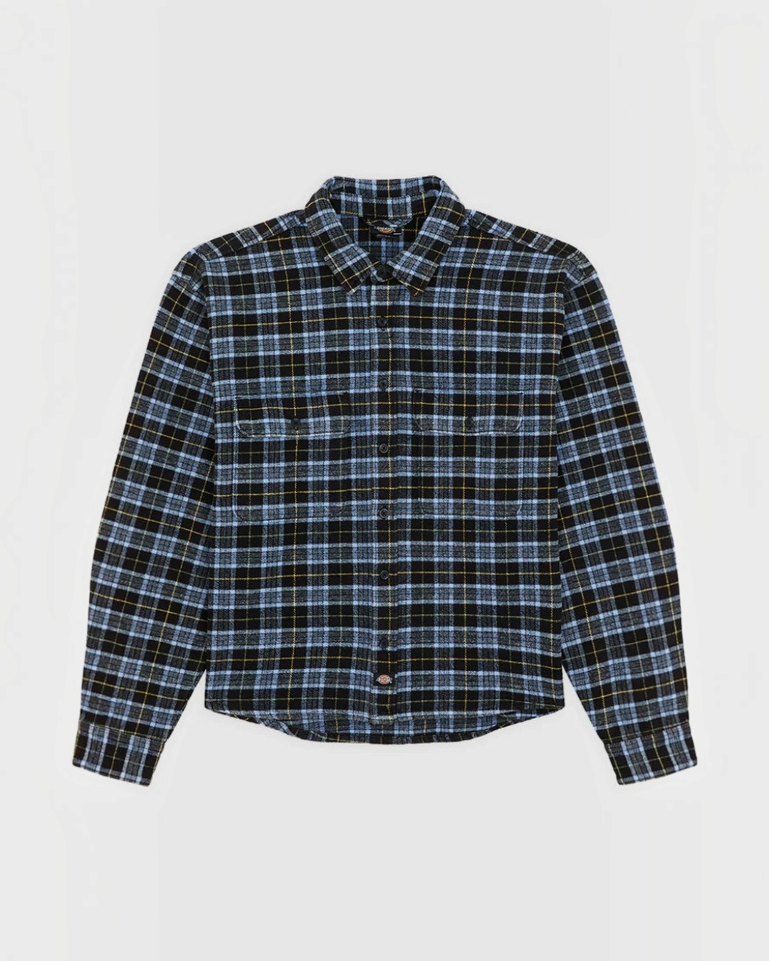 Chemise en flanelle Merci Paris Dickies à carreaux noirs et bleus avec poches poitrine et fermeture boutonnée