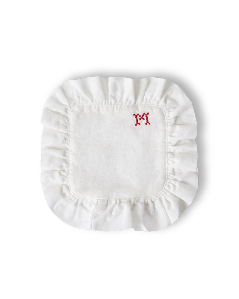 Merci - Embroidered linen coaster - 01 Ruched