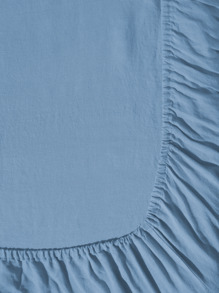 Drap-housse en lin lavé - Bleu Primaire