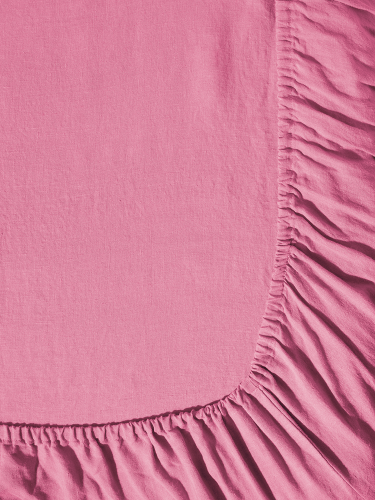Drap-housse en lin lavé - Rose Garance