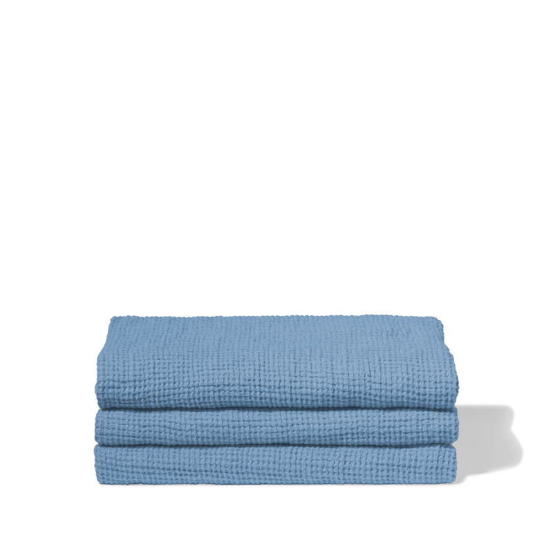 Serviette de bain en lin - Waffle - Bleu Primaire