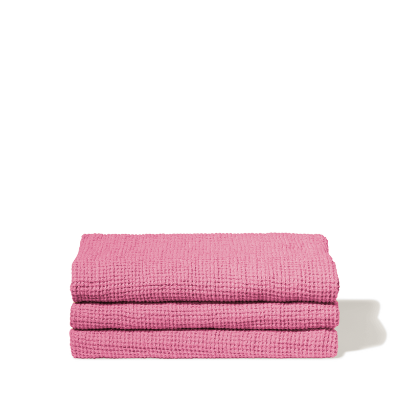 Serviette de bain en lin - Waffle - Rose Garance