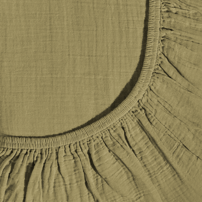 Drap housse en gaze de coton - Vert Saint Louis