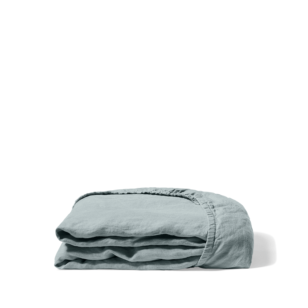 Drap housse lin lavé (140 x 190 cm) Louise Gris ardoise - Linge de lit