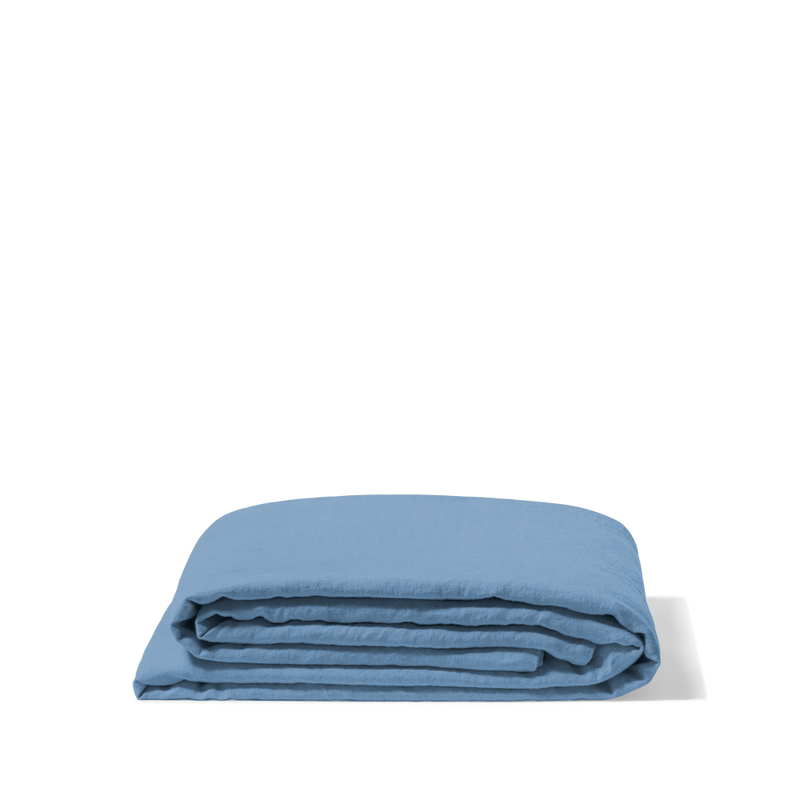 Drap plat en lin lavé - Bleu Primaire