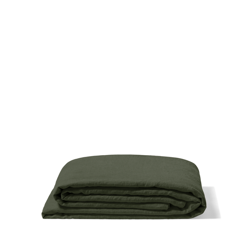 Drap plat en lin lavé - Vert Oxyde