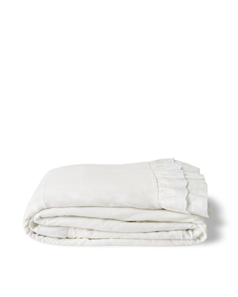 Merci - Drap plat en lin brodé - 02 Œillet