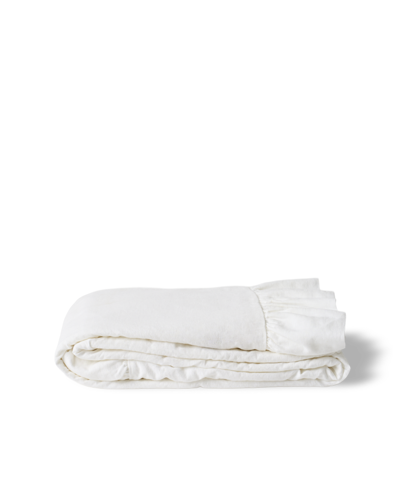 Merci - Drap plat en lin brodé - 01 Ruché
