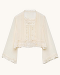Blouse Merci Paris Dôen Elodine écrue en soie avec dentelle édouardienne, encolure carrée et manches évasées