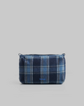 Sacoche Merci Paris Topologie Bottle Sacoche Large en tissu bleu à motif écossais avec fermeture zippée
