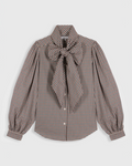 Chemise Fairytale Merci Paris Maria De La Orden à motif vichy, manches bouffantes et grand nœud à l'encolure