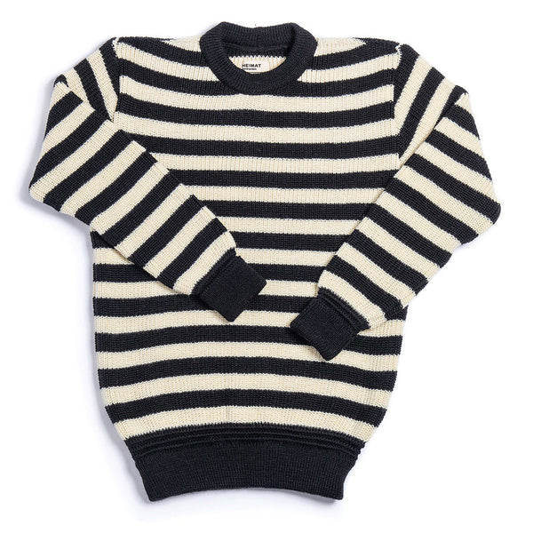 HEIMAT - Pull rayé en maille Signal Stripes - Écru et noir