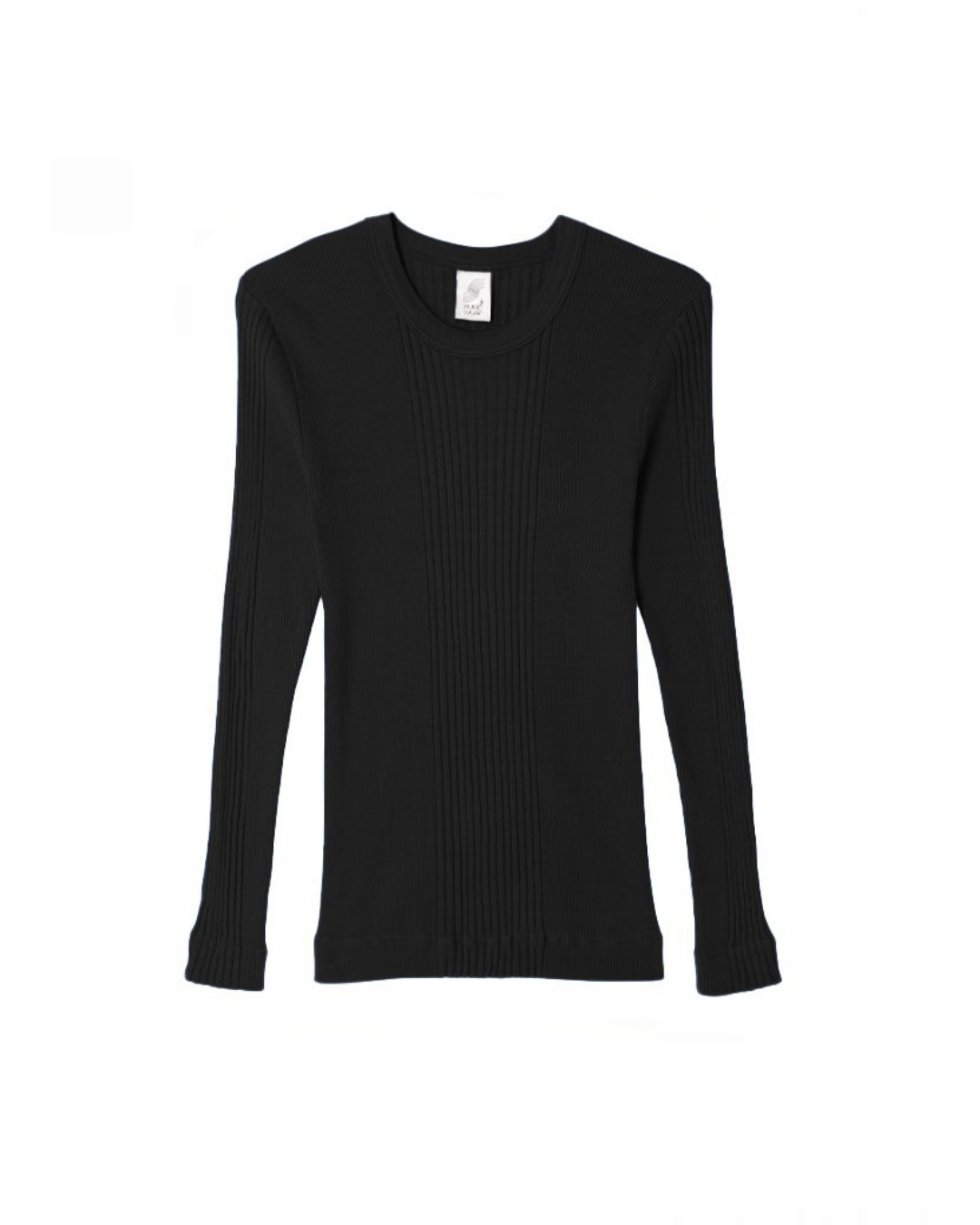 T-shirt noir à manches longues Merci Paris Pure Sugar en maille de coton Richelieu tubulaire avec col rond