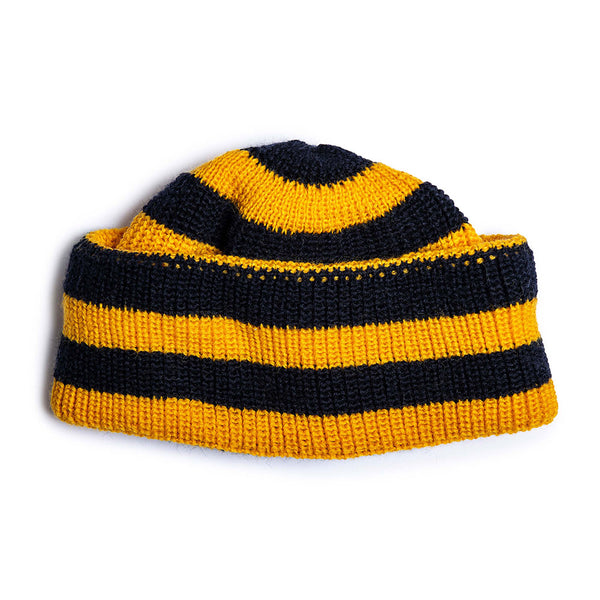 HEIMAT - Bonnet raye Jailhouse - Bleu marine et jaune
