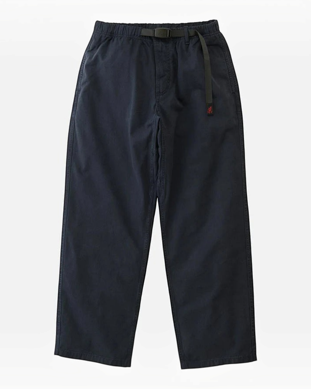 Pantalon droit Merci Paris Gramicci en sergé de coton bleu marine avec ceinture intégrée ajustable
