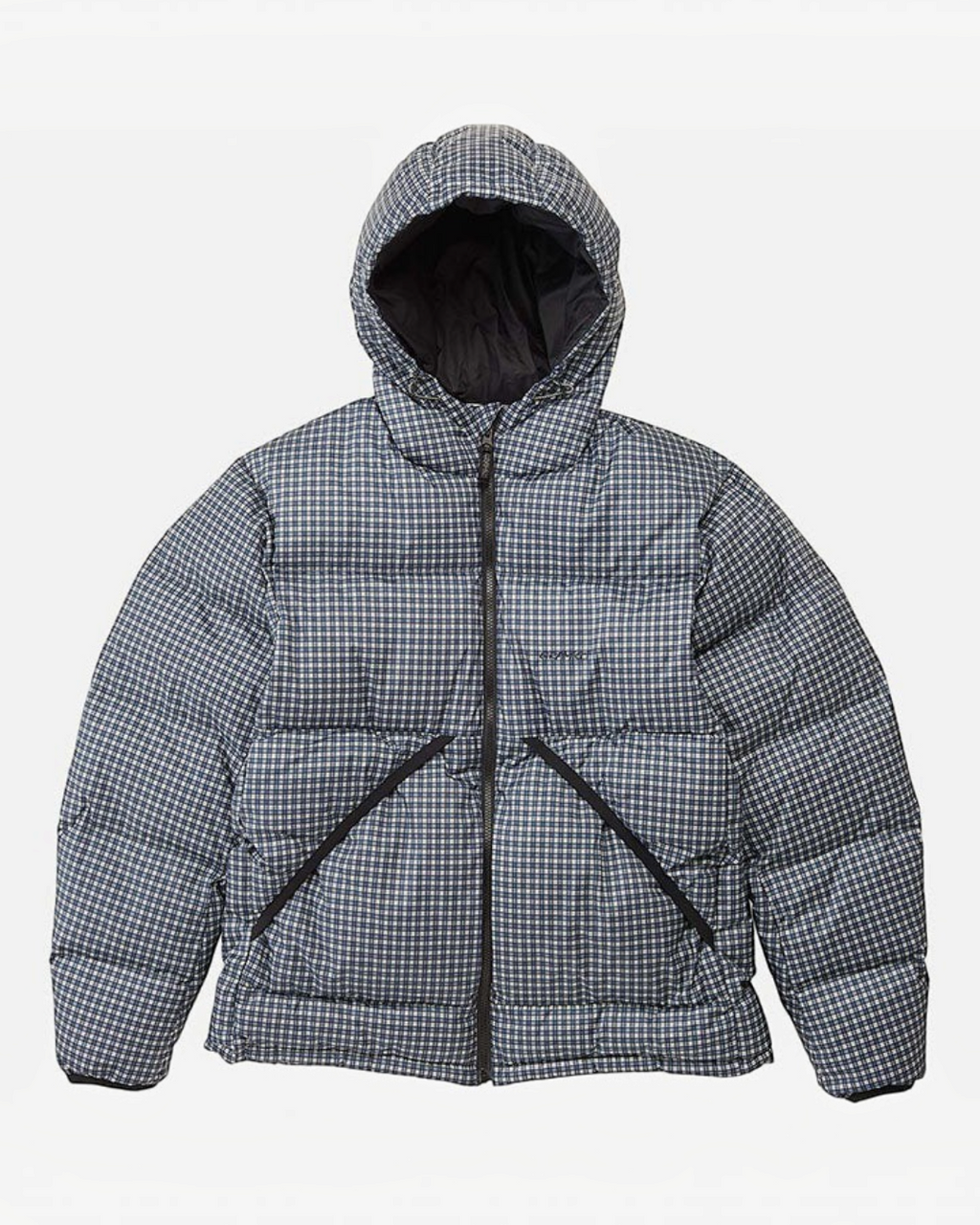 Doudoune à capuche Merci Paris Gramicci Coldfront à carreaux bleus en polyester avec fermeture zippée