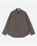 Chemise Merci Paris Gramicci en coton épais à carreaux violets et marron avec poche poitrine et coupe décontractée