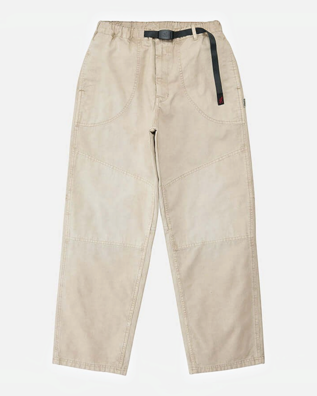 Pantalon Merci Paris Gramicci en toile de coton et chanvre écru avec ceinture intégrée et genoux renforcés