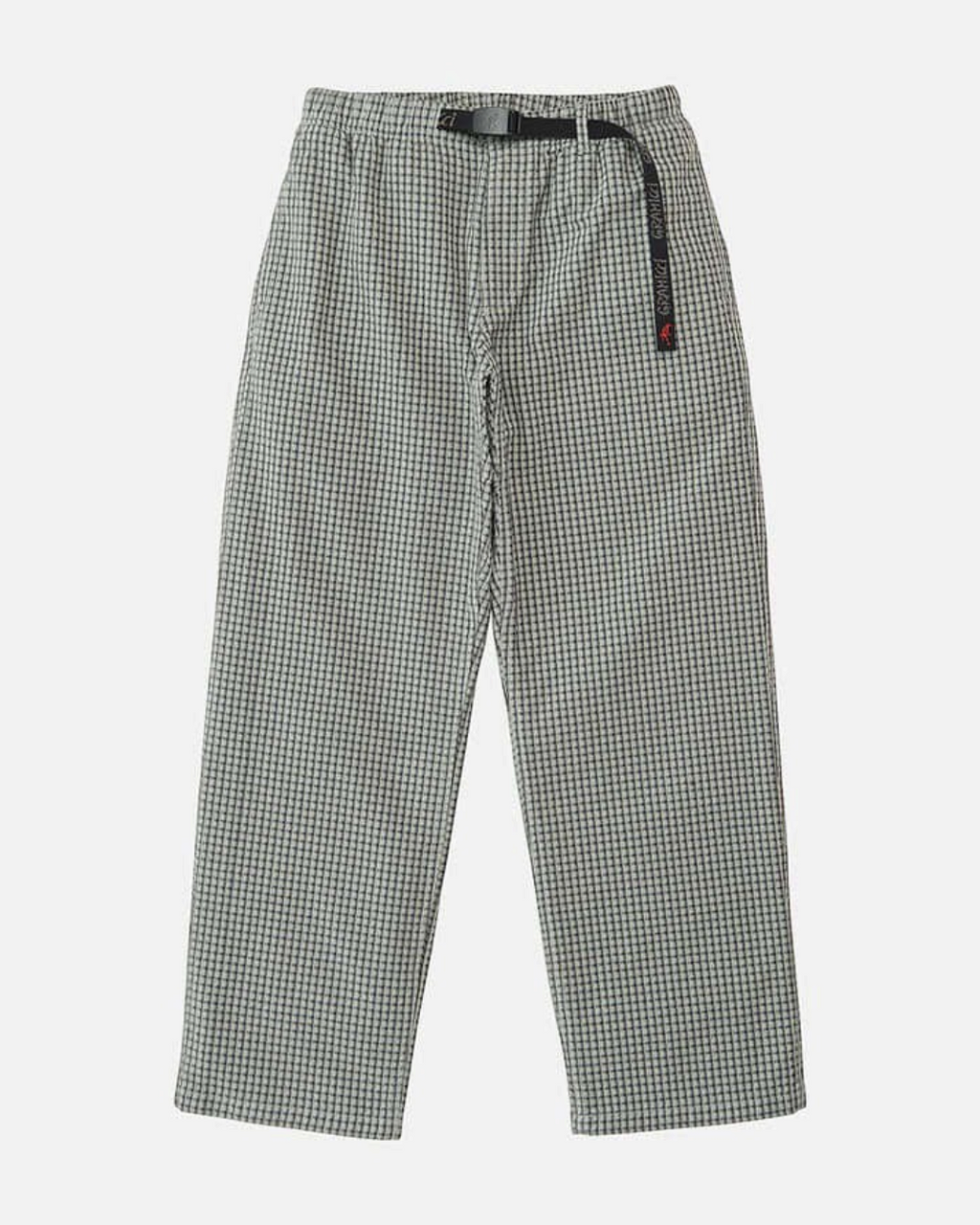 Pantalon Merci Paris Gramicci Dobby à carreaux gris avec ceinture intégrée et coupe décontractée en coton