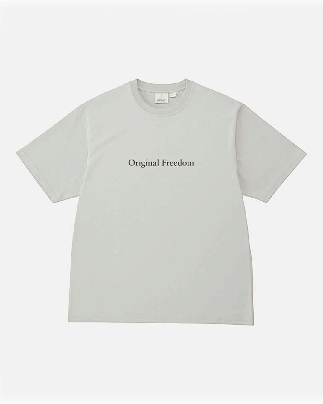 T-shirt blanc en coton Gramicci par Merci Paris avec inscription Original Freedom sur la poitrine
