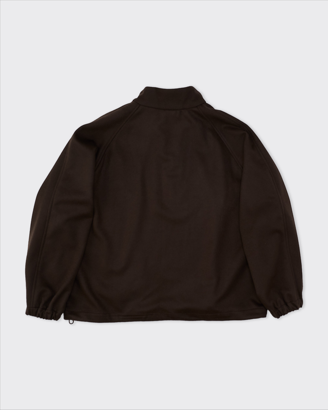 Vue arrière du pull demi-zip Merci Paris Colbo en laine marron avec col montant et poignets élastiqués