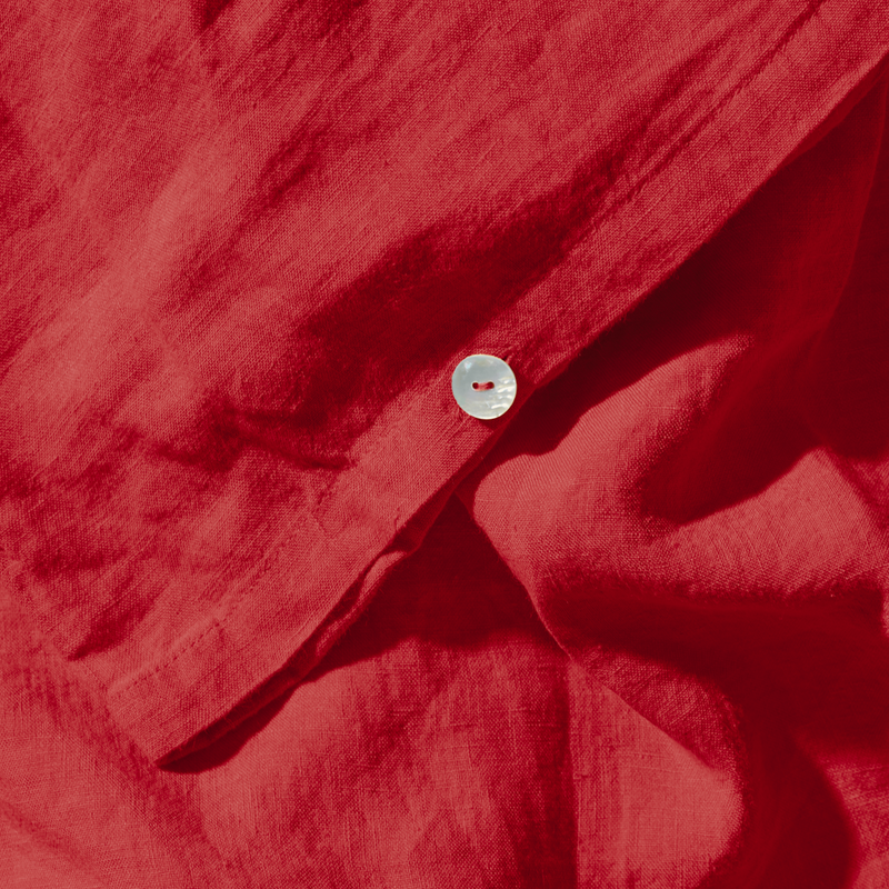 Housse de couette en lin lavé - Rouge Vermillon