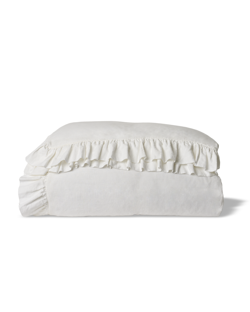 Merci - Embroidered linen duvet cover - 01 Ruched