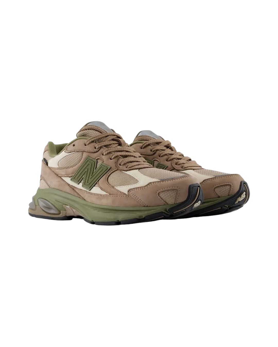 Baskets Merci Paris New Balance 2010X en nubuck et mesh beige et vert avec technologie imperméable GORE-TEX