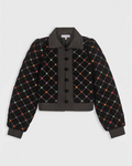 Veste Jaipur Merci Paris noire matelassée avec motif à carreaux colorés et boutons contrastants