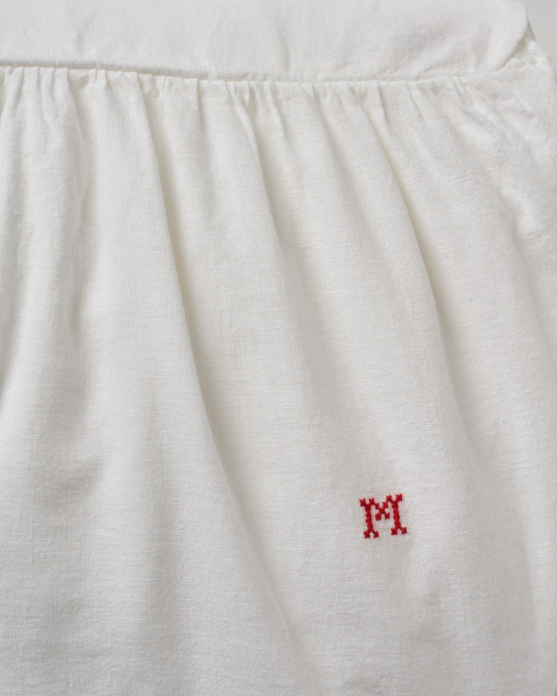 Merci - Embroidered linen bed skirt - 01 Ruched