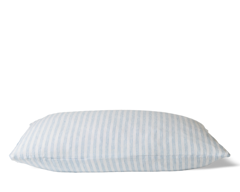 Coussin rectangle en lin lavé - Rayures Pinceau Bleu Primaire