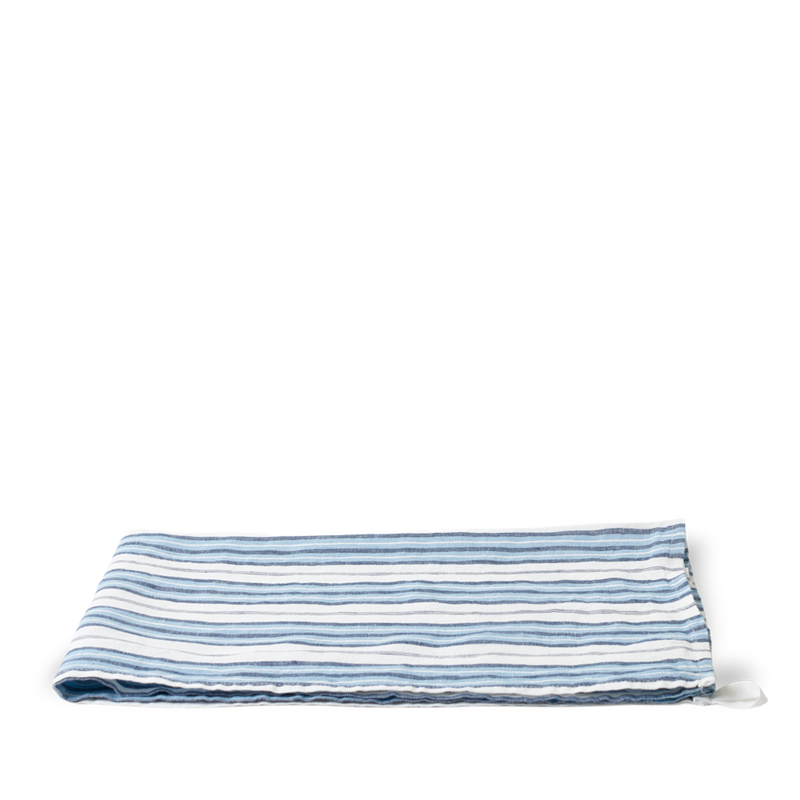Torchon en lin lavé - Rayures Palette Bleu Primaire