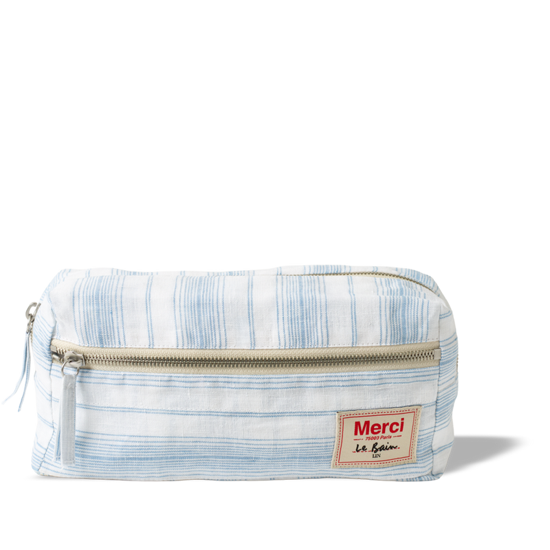 Trousse de toilette - Rayures Toile Bleu Primaire
