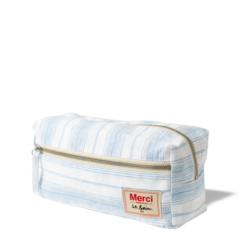 Trousse de toilette - Rayures Toile Bleu Primaire