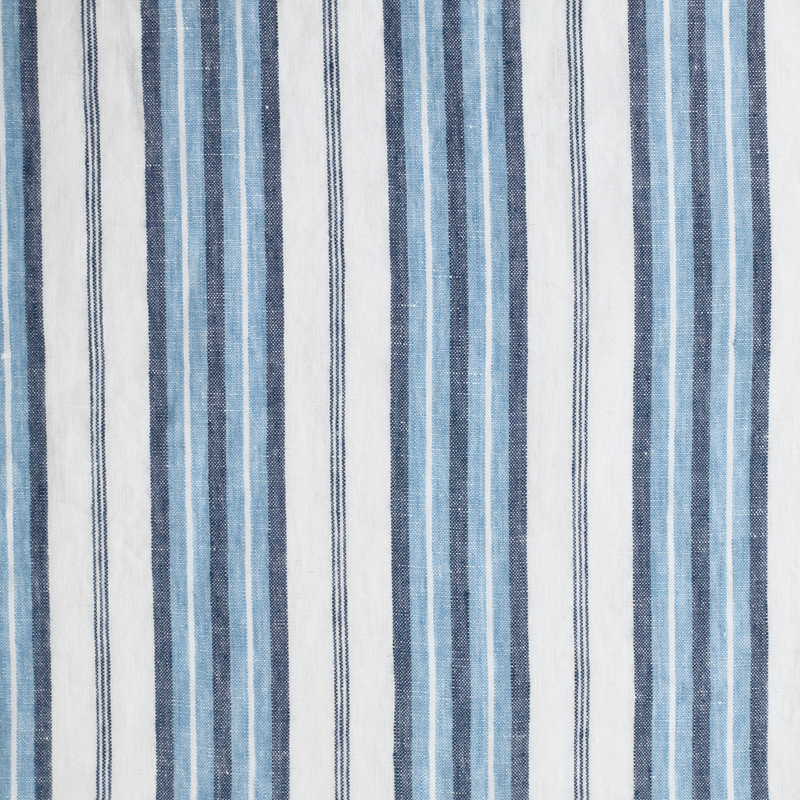 Serviette de table en lin lavé - Rayures Palette Bleu Primaire