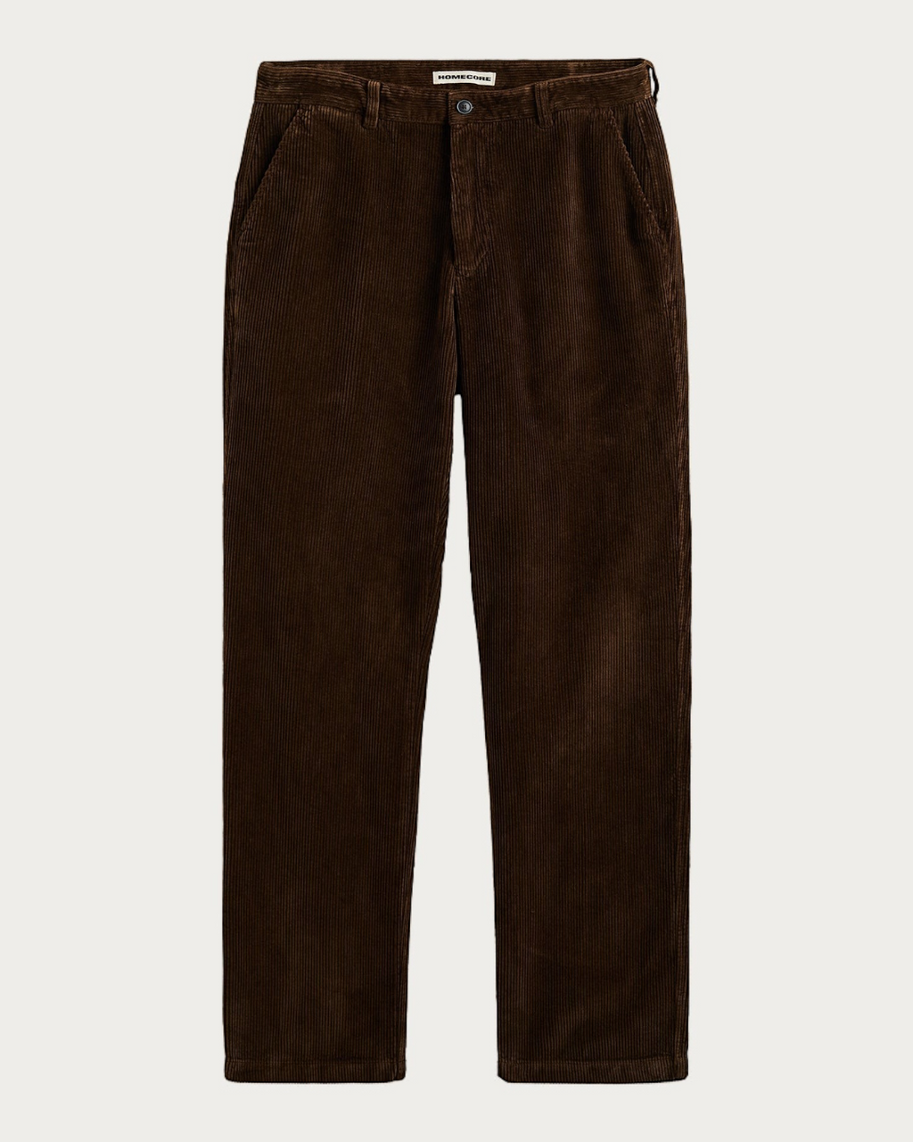 Pantalon droit en velours côtelé marron cacao Merci Paris de la marque Homecore avec poches et passants de ceinture