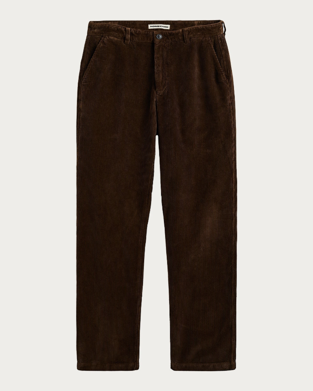 Pantalon droit en velours côtelé marron cacao Merci Paris de la marque Homecore avec poches et passants de ceinture