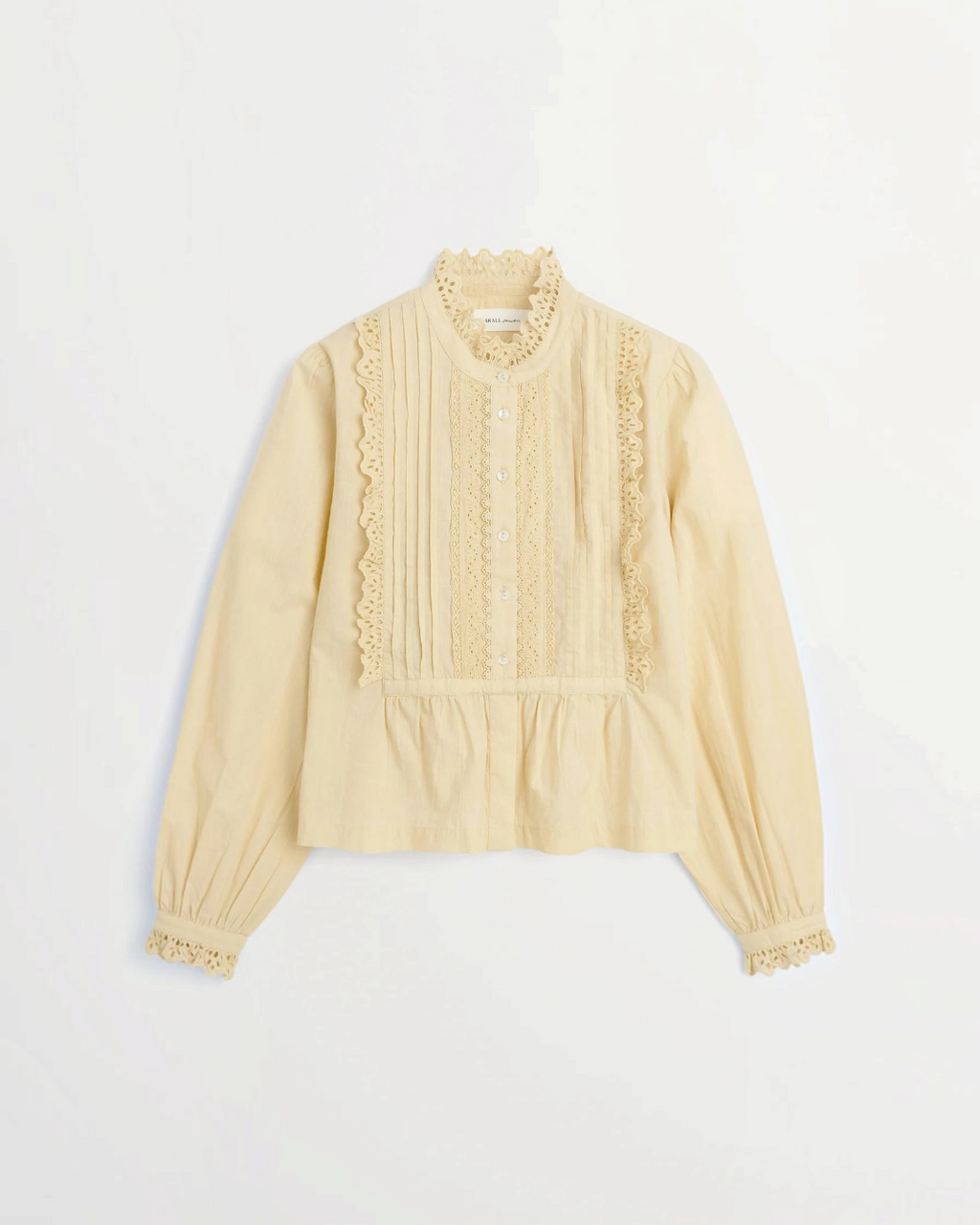 Shirt Merci Paris Skall Studio Lesley shirt in cream organic cotton with lace details and ruffled collar
