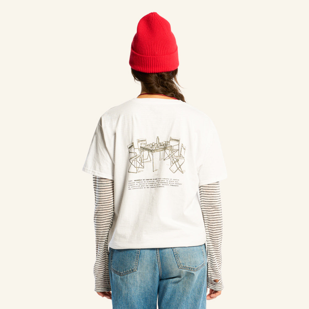 Au Vieux Campeur - Congés Payés - T-Shirt Manches Courtes Chaise De Camping - Blanc