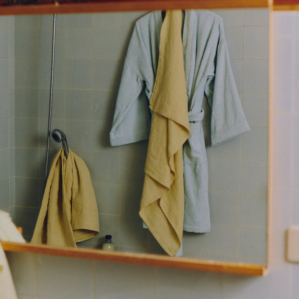 Serviette de bain en lin - Nid d'abeille - Jaune le Caire