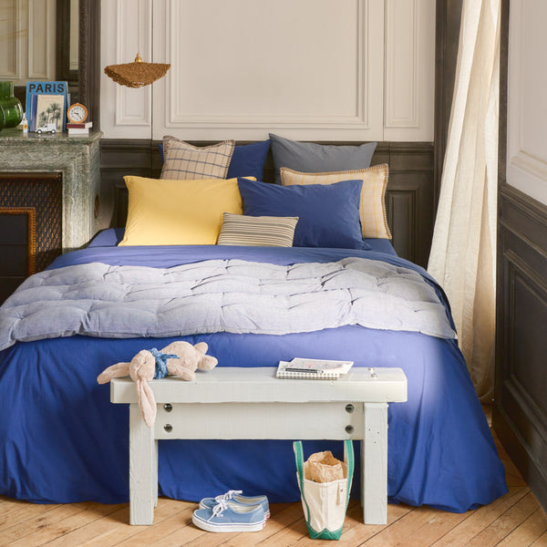 Housse de couette en percale de coton - Bleu Abysses