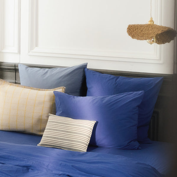 Taie d'oreiller en percale de coton - Bleu Abysses