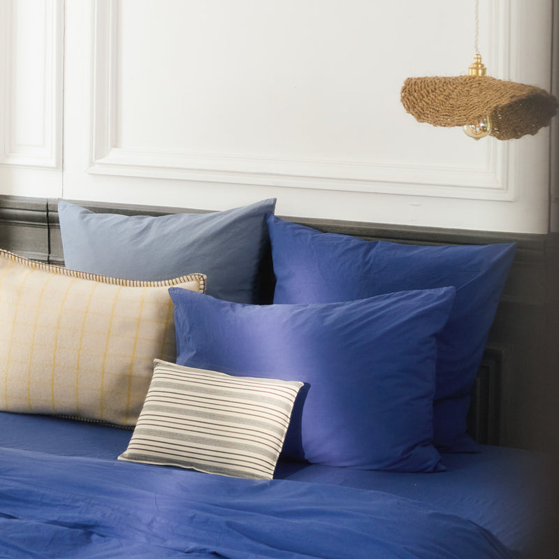 Taie d'oreiller en percale de coton - Bleu Abysses