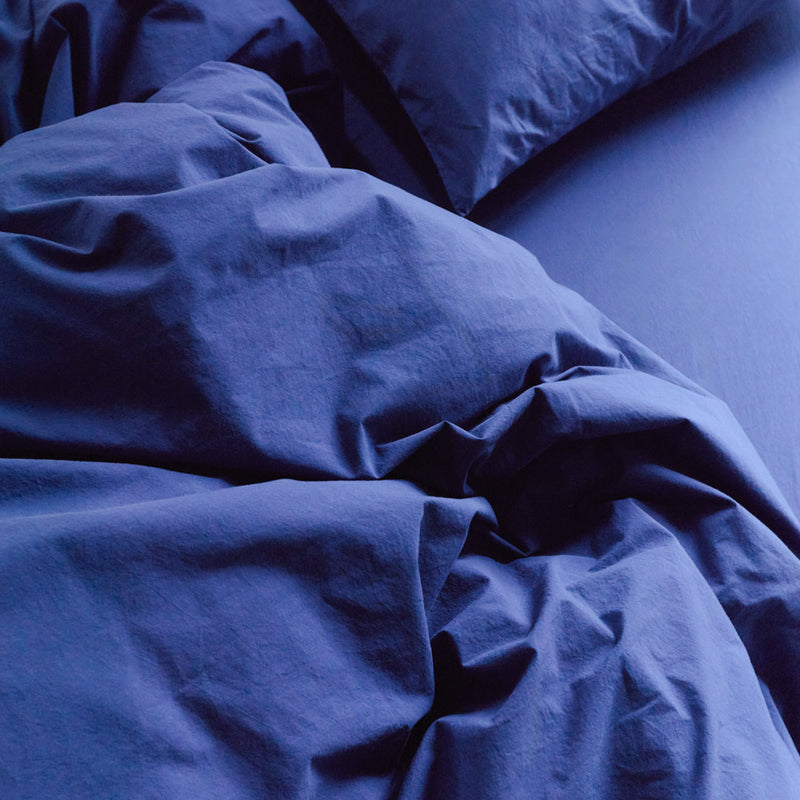 Housse de couette en percale de coton - Bleu Abysses