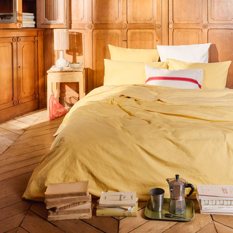 Housse de couette en percale de coton - Jaune Aurore